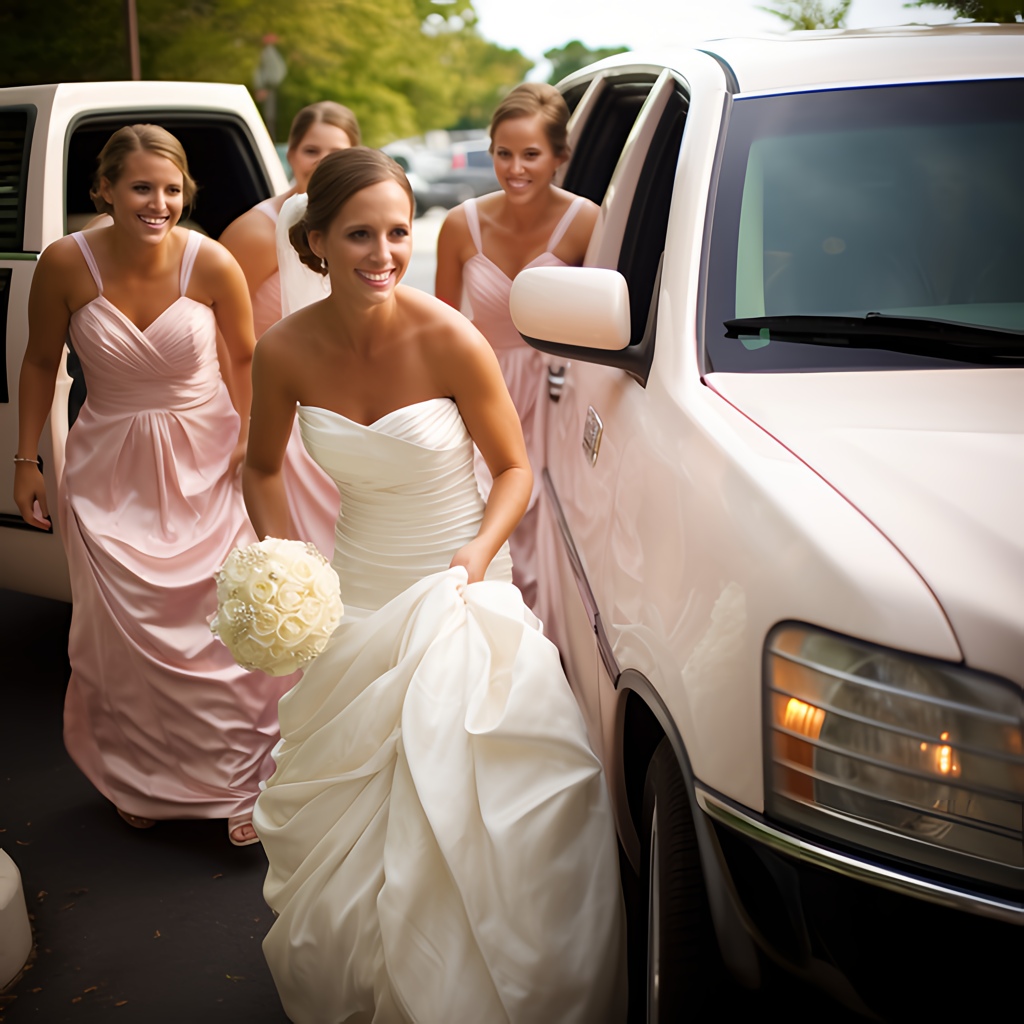 Bridal party limousine exit at The Thames Club