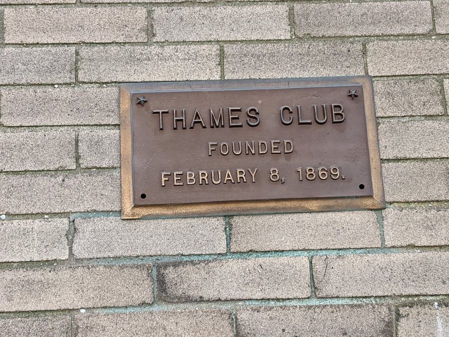 Thames Club founding plaque — February 8, 1869