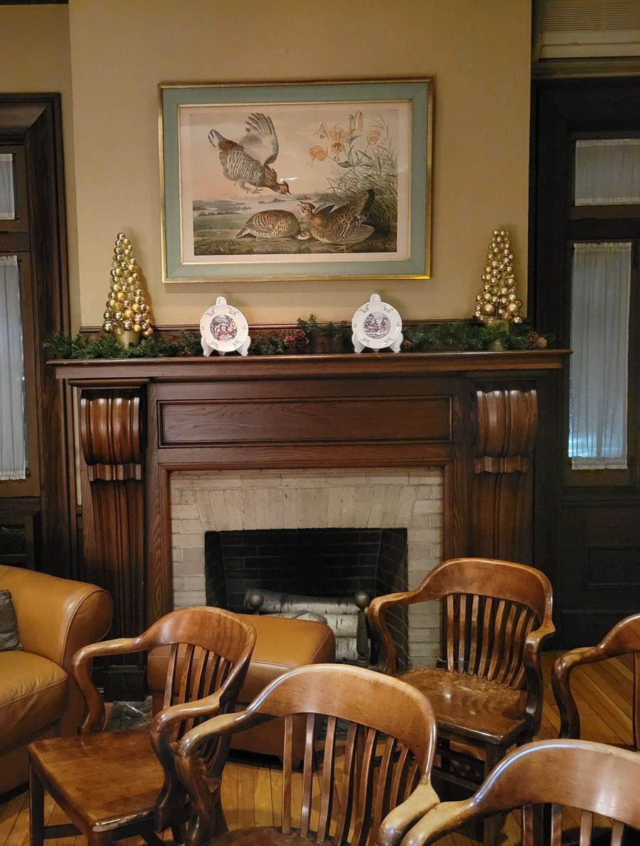 Hunt room fireplace